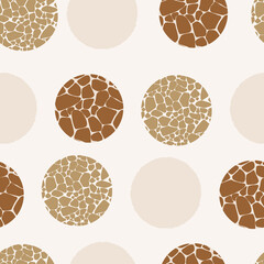 Animal print skin abstract vector hand-drawn seamles patterns with circles for textile design, paper, fabrics, digital, craft and ither design purposes

