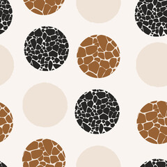 Animal print skin abstract vector hand-drawn seamles patterns with circles for textile design, paper, fabrics, digital, craft and ither design purposes
