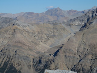 Landscape in the Canadian Rockies view at summit of Caldron Peak