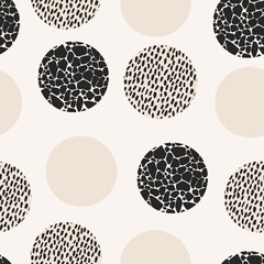 Animal print skin abstract vector hand-drawn seamles patterns with circles for textile design, paper, fabrics, digital, craft and ither design purposes

