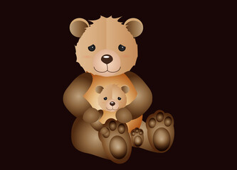 Bärenmama mit kleinen zuckersüßen Bären Nachwuchs