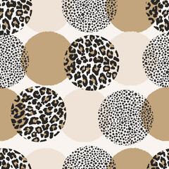 Animal print skin abstract vector hand-drawn seamles patterns with circles for textile design, paper, fabrics, digital, craft and ither design purposes
