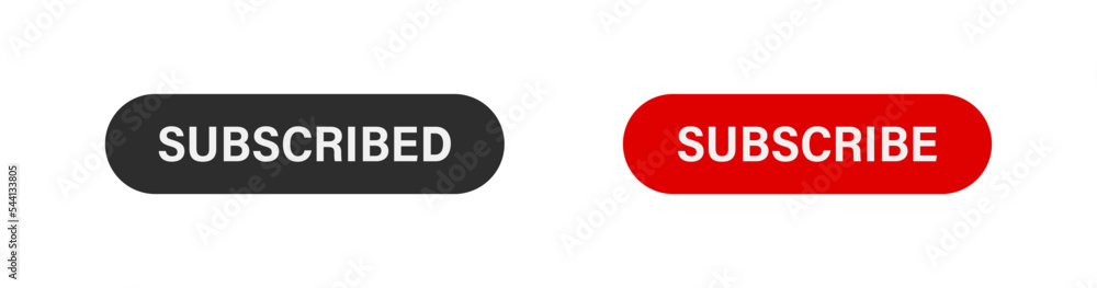 Poster subscribe and subscribed red button icon. social media interface flat icons. vector isolated illustr
