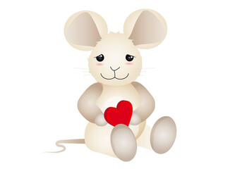 zuckersüße Maus mit einem Herz für Valentinstag