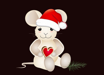zuckersüße Maus mit einem Herz für Weihnachten