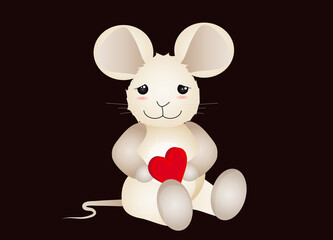 zuckersüße Maus mit einem Herz für Valentinstag