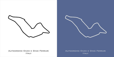 Autodromo Enzo e Dino Ferrari Circuit for grand prix race tracks with white and blue background - obrazy, fototapety, plakaty