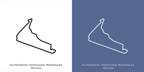 Autodromo Hermanos Rodriguez Circuit for grand prix race tracks with white and blue background