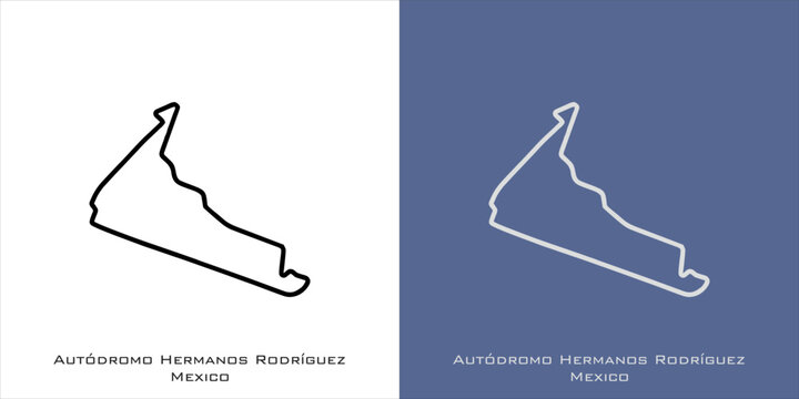 Autodromo Hermanos Rodriguez Circuit for grand prix race tracks with white and blue background