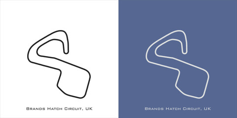 Brands Hatch Circuit for grand prix race tracks with white and blue background