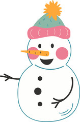 Cartoon snowman in a hat