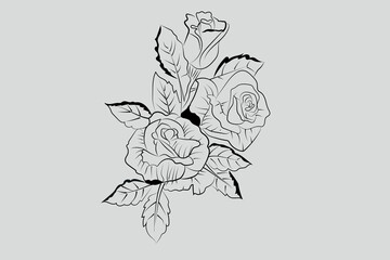 rose line art vector premium eps file