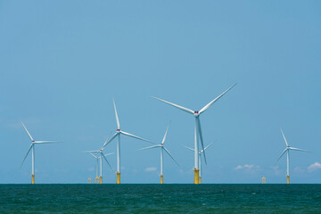 View of the Offshore wind power systems off the western coast of Taiwan.