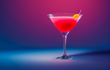 A 3D rendering of the menu for a restaurant or bar is displayed in a cocktail glass. Alcohol is very refreshing in this style, with fruit or a straw as accessories.