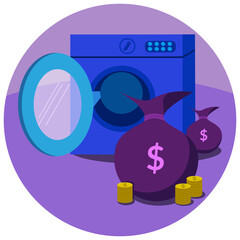 Money laundry vector illustration with money and washing machine vector for anti corruption day  
