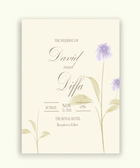 elegant and simple wedding invitation with watercolor elements