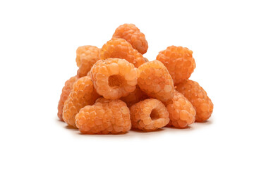 Tasty raspberries isolated on  white background.