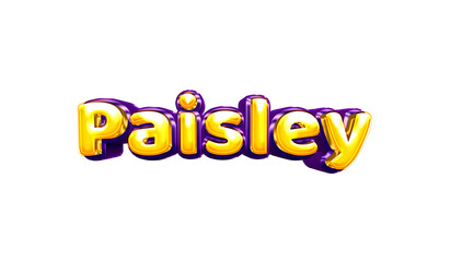 Paisley girls name sticker colorful party balloon birthday helium air shiny yellow purple cutout