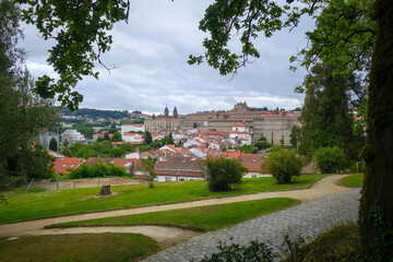 Alameda park and city view, Santiago de Compostela, Galicia, Spain