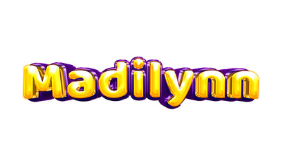 Madilynn girls name sticker colorful party balloon birthday helium air shiny yellow purple cutout