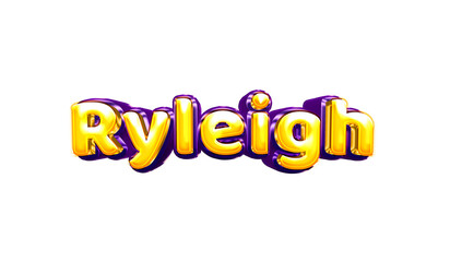 Ryleigh girls name sticker colorful party balloon birthday helium air shiny yellow purple cutout