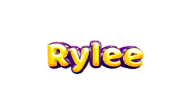 Rylee girls name sticker colorful party balloon birthday helium air shiny yellow purple cutout