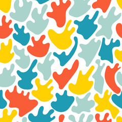 Vector color blots, seamless color pattern, multicolored spots, flat drops and smearing.