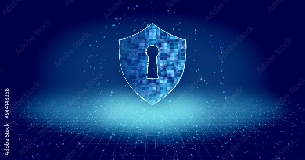 Poster concept data are safe. cyber security, computer protection, and internet safety symbol on digital ba