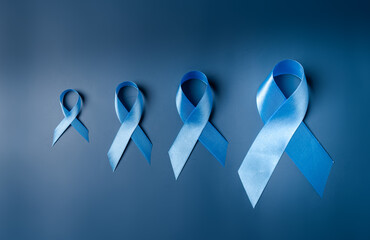 Blue ribbon for supporting people living and illness, Colon cancer, Colorectal cancer, Child Abuse...