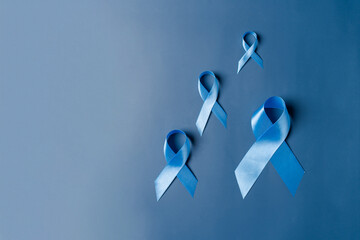 Blue ribbon for supporting people living and illness, Colon cancer, Colorectal cancer, Child Abuse...
