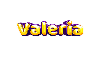 Valeria girls name sticker colorful party balloon birthday helium air shiny yellow purple cutout