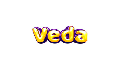 Veda girls name sticker colorful party balloon birthday helium air shiny yellow purple cutout