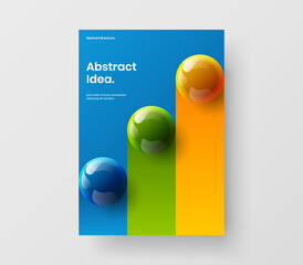Abstract 3D spheres corporate identity concept. Unique poster A4 design vector layout.