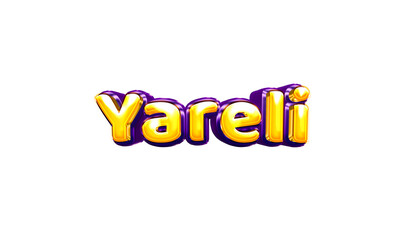 Yareli girls name sticker colorful party balloon birthday helium air shiny yellow purple cutout