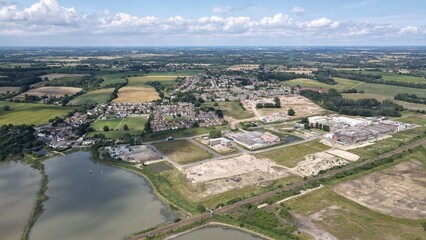 Obraz premium Manningtree Town in Essex on river Stour UK drone aerial view