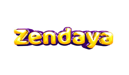 Zendaya girls name sticker colorful party balloon birthday helium air shiny yellow purple cutout