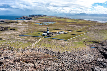 Aerial view of the Lighthouse on Tory Island, County Donegal, Republic of Ireland © Lukassek