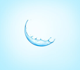 Transparent Eid moon. Water splash moon. Ramadan and Eid Festival concept. 3d rendering
