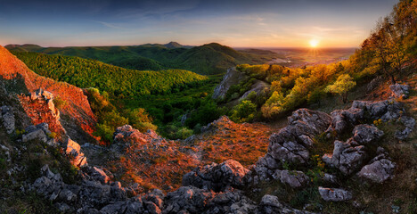 Small Carpathian in Slovaka from peak Vapenna - mountain ladnscape