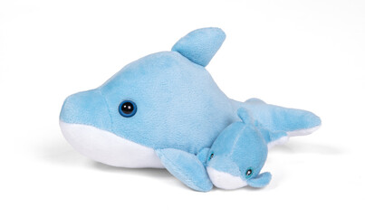 Pliuche dolphin toy on white