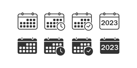 Calendar icon set. 2023  year calendar illustration symbol. Sign agenda vector