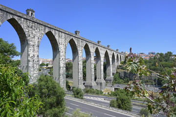 Fototapeta na wymiar 18th century historical Aqueduct of the Free Waters or Águas Livres Aqueduct, Lisbon, Portugal