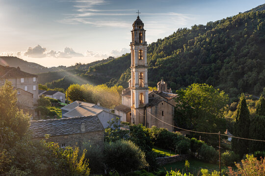 The baroque church Saint Elie in Pietra di Verde, Corsica, France