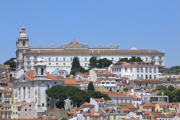 Fototapeta na wymiar View< over the Monastery of Sao Vincente de Fora from Tagus River, Alfama, Lisbon, Portugal