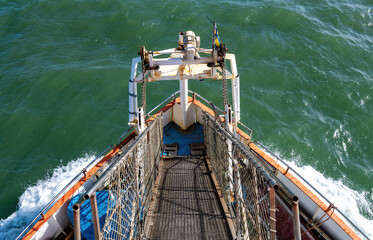 Top view onto the bow of a ferry