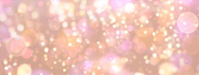 Abstract Christmas bokeh background - gold, pink blurred glitter lights - banner, header, panorama - 544147664