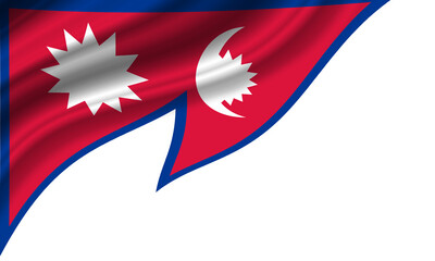 Wavy flag of Nepal against white background. 3d illustration