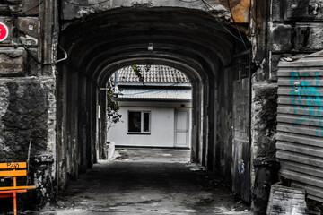 Long arch of one Odessa courtyard	
