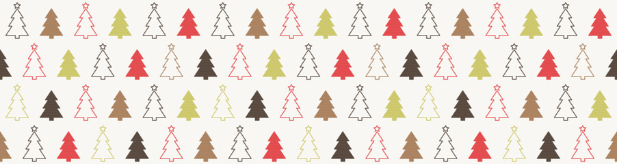 Obraz premium Christmas background with trees. Xmas seamless wallpaper. Banner. Vector