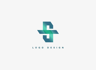 Abstract Initial Letter S Logo. Geometric Line Shapes Letter S with Medical Cross Isolated on White Background. Suitable For Hospital, Business and Branding Logos. Flat Design Vector Template Elements